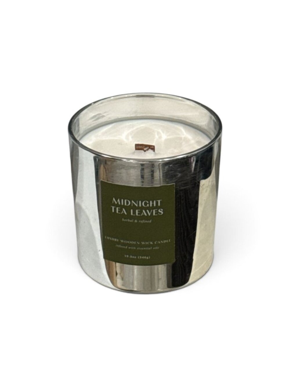 Midnight Tea Leaves Luxury Wooden Wick Candle 19.3 Oz Scented Plant Wax Blend He